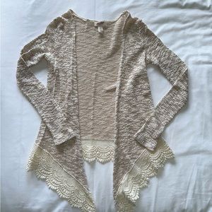 Crochet Trim Cardigan Sweater